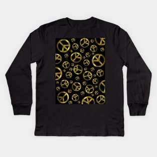 Peace Sign Gold - Peace Sign Art Kids Long Sleeve T-Shirt